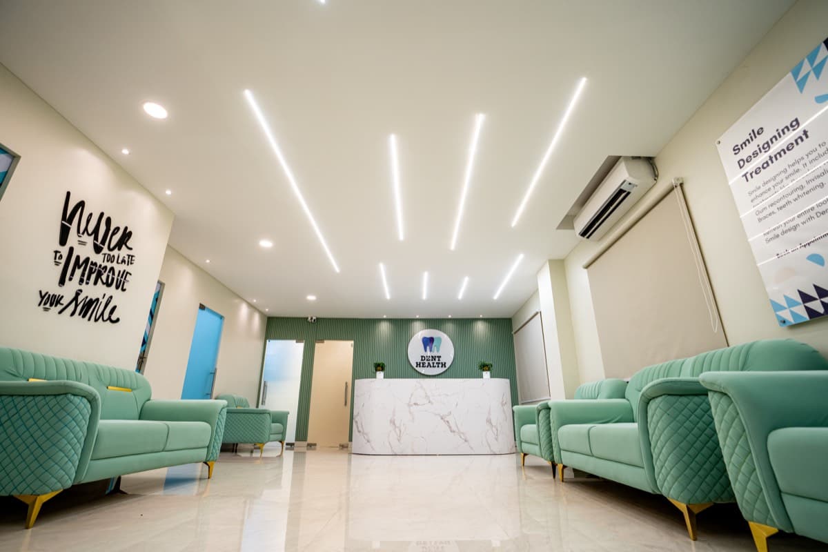 The bright reception and waiting area at Dent Health, Banjara Hills The bright reception and waiting area at Dent Health, Banjara Hills